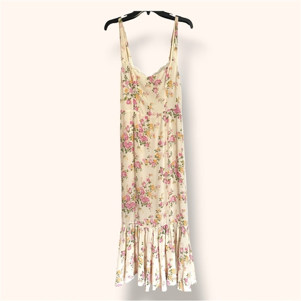NWT Reformation Irisa Sweetheart Floral Lace Detail Midi Dress Size 8 Posy - Picture 7 of 15